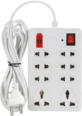 RBB HUB 8 SOCKET 2 SWITCHES EXTENSION CORD/ EXTENSION BOARD 8 Socket Extension Boards  (White)