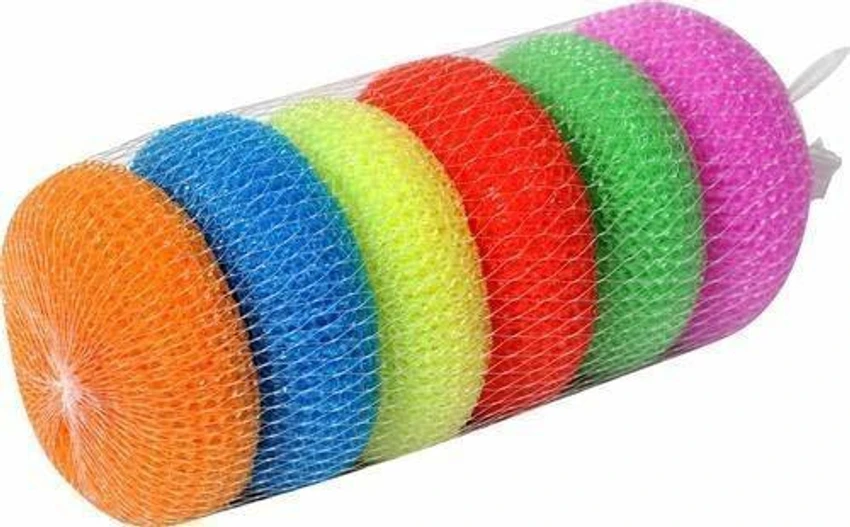 Nylon Round Plastic Scrubber -Set of 6