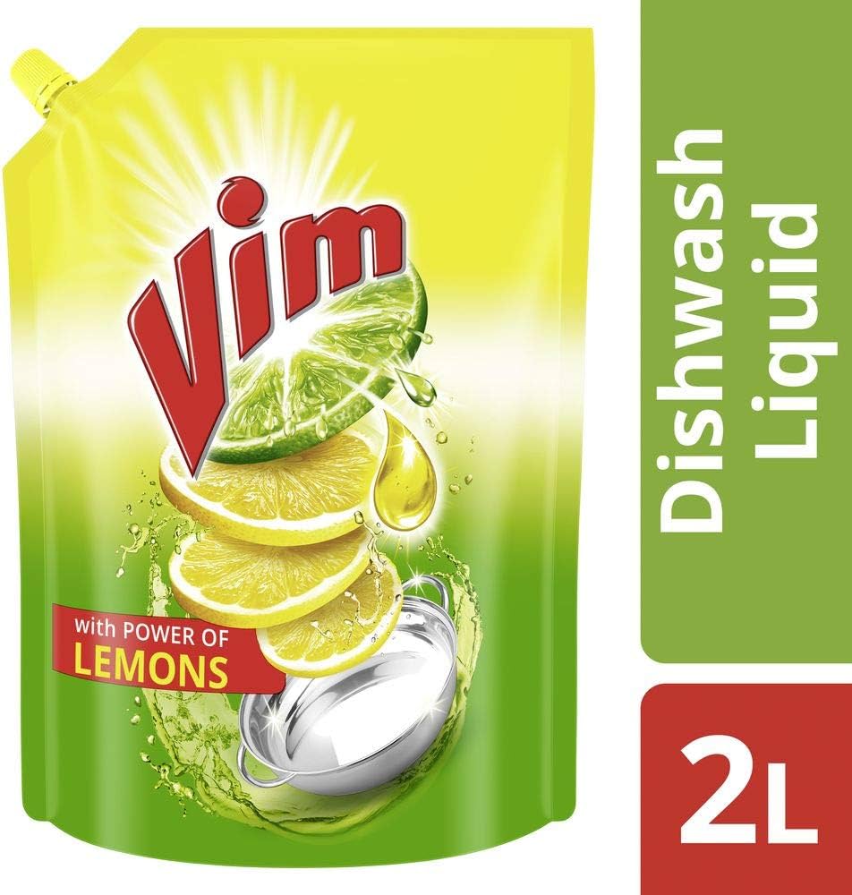 Vim Fresh Lemon Fragrance Dishwash Liquid Gel Refill Pack, 2 L Pouch