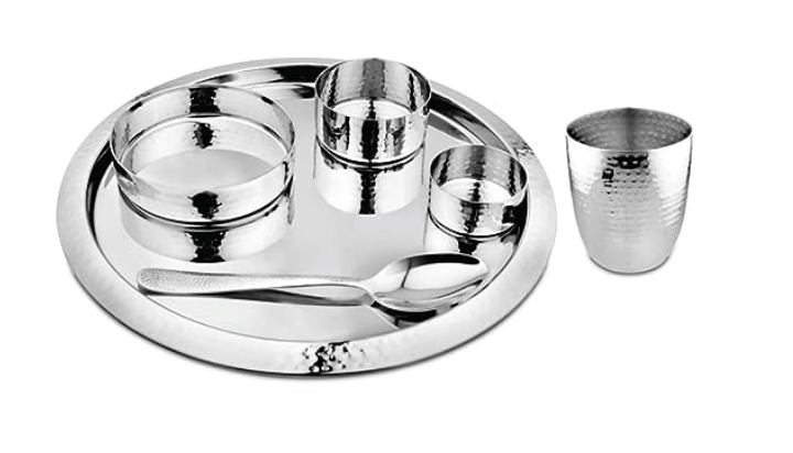 Shri & Sam Hammered Thali Set – King (Silver)