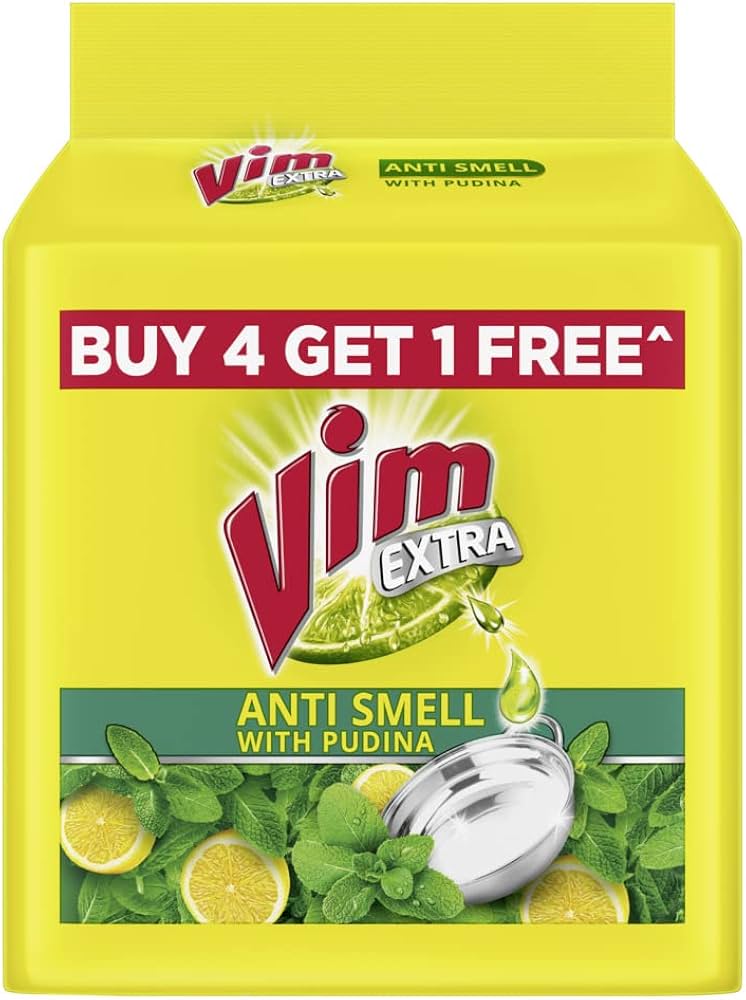 Vim Pudina Fresh Dishwash Bar || 190 g (Buy 4 Get 1 Free)