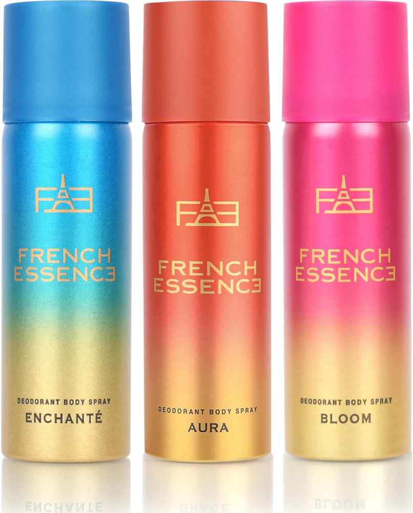 FRENCH ESSENCE Combi Pack of Bloom,Aura and Enchante (50ml Each) Deodorant Spray - For Women  (150 ml, Pack of 3)