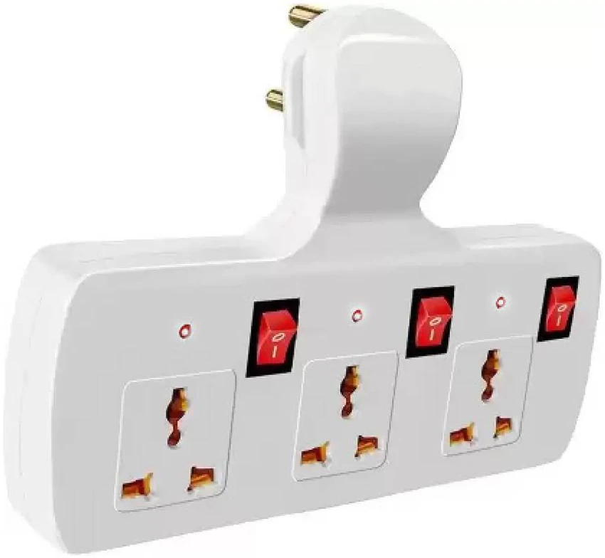 Hongli Multi-Plug with Individual Switches, LED Indicators and Fuse Extension Board 3 Socket Extension Boards 3 Socket Extension Boards  (White)
